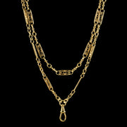 Antique Victorian French Guard Chain Silver 18ct Gold Gilt Circa 1900