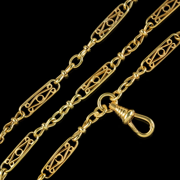 Antique Victorian French Guard Chain Silver 18ct Gold Gilt Circa 1900