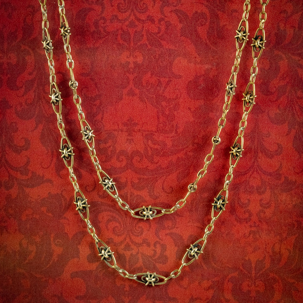 Antique Victorian French Guard Chain Silver Gold Gilt Circa 1900