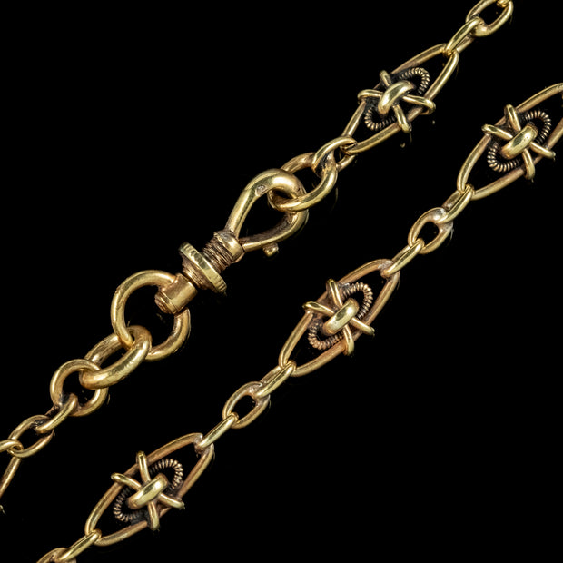 Antique Victorian French Guard Chain Silver Gold Gilt Circa 1900