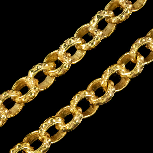 Antique Victorian French Guard Chain With Clip Silver 18ct Gold Gilt 