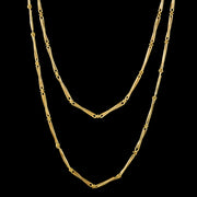 Antique Victorian French Long Chain Silver 18ct Gold Gilt