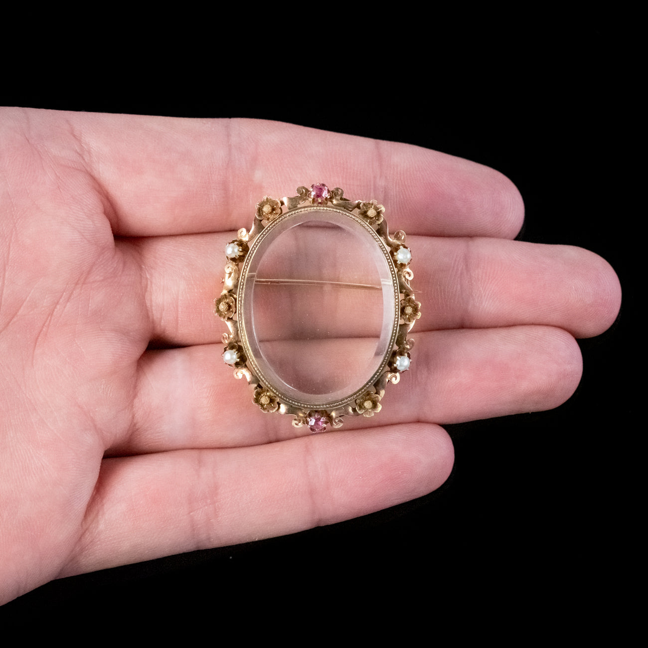 Antique Victorian French Ruby Pearl Picture Frame Brooch 15ct Gold ...