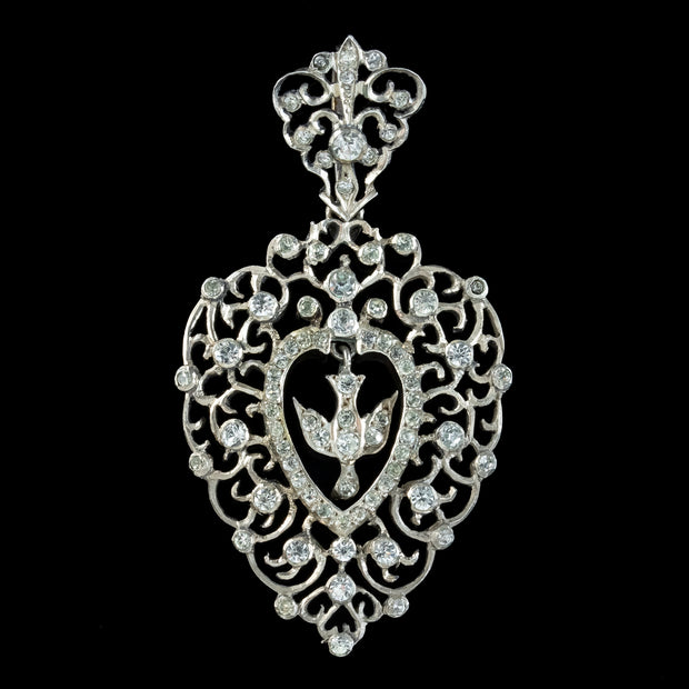 Antique Victorian French Saint Esprit Paste Pendant Silver