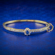 Antique Victorian French Sapphire Diamond Bangle 18ct Gold 