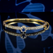 Antique Victorian French Sapphire Diamond Bangle 18ct Gold 