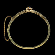 Antique Victorian French Sapphire Diamond Bangle 18ct Gold 