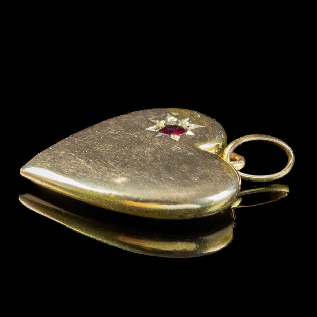 Antique Victorian Garnet Heart Pendant 15ct Gold 