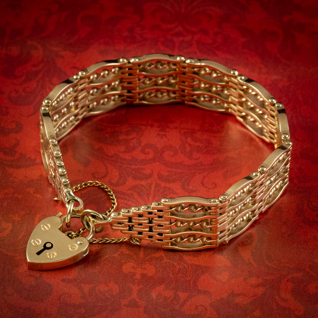 Antique Victorian Gate Bracelet 9ct Gold Circa 1900
