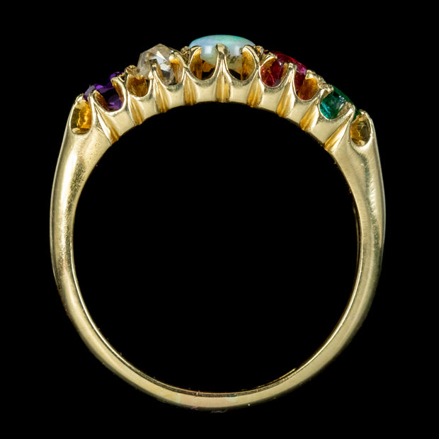 Antique Victorian Gemstone Adore Ring Circa 1860