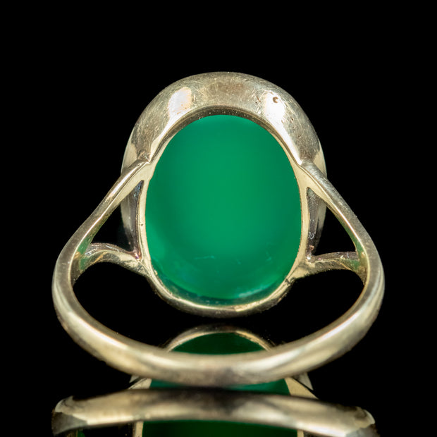 Antique Victorian Green Chalcedony Ring 7ct Stone 