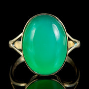 Antique Victorian Green Chalcedony Ring 7ct Stone 