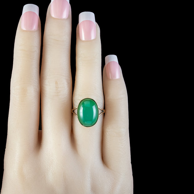 May Birthstone Ring 14k Gold - Green Chalcedony | Linjer Jewelry