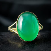 Antique Victorian Green Chalcedony Ring 7ct Stone 