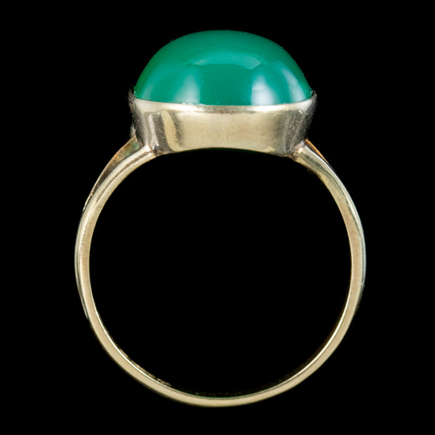 Antique Victorian Green Chalcedony Ring 7ct Stone 