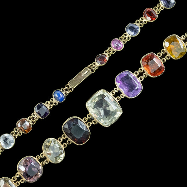 Antique Victorian Harlequin Gemstone Necklace 