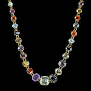 Antique Victorian Harlequin Gemstone Necklace 