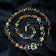 Antique Victorian Harlequin Gemstone Necklace 