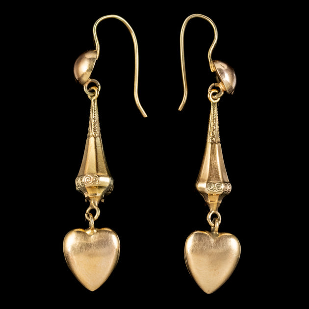 Antique Victorian Heart Drop Earrings 9ct Gold Circa 1880 – Laurelle ...