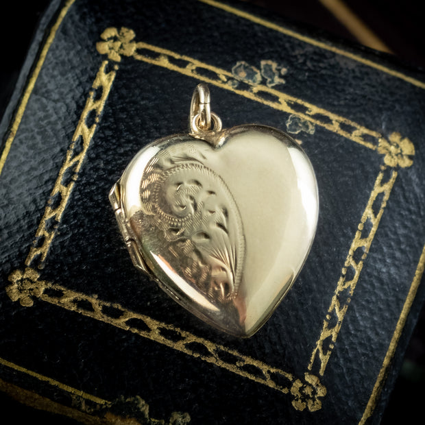 Antique Victorian Heart Locket 9ct Gold Back And Front