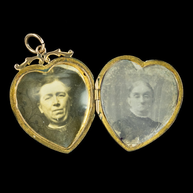 ANTIQUE VICTORIAN HEART LOCKET 9CT GOLD BACK AND FRONT inside