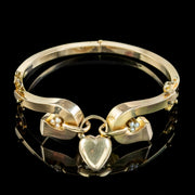 Antique Victorian Heart Padlock Bangle 9ct Gold