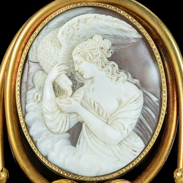 Antique Victorian Hebe And Zeus Cameo Brooch 18ct Gold With Box