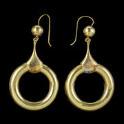 Antique Victorian Hoop Earrings 18ct Gold Circa 1880