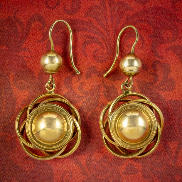 Antique Victorian Knot Drop Earrings 15ct Gold Circa 1880