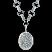 Antique Victorian Locket And Collar Sterling Silver Dated 1880