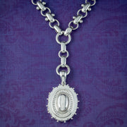 Antique Victorian Locket And Collar Sterling Silver Dated 1881