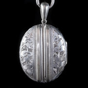 Antique Victorian Locket Collar Necklace Silver Circa 1890