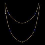Antique Victorian Long Chain 9ct Gold Blue Enamel 