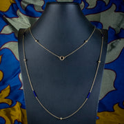 Antique Victorian Long Chain 9ct Gold Blue Enamel 