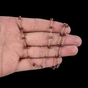 Antique Victorian Long Garnet Guard Chain 9ct Gold