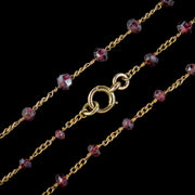 Antique Victorian Long Garnet Guard Chain 9ct GoldB