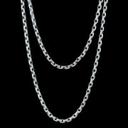 Antique Victorian Long Silver Cable Chain Necklace