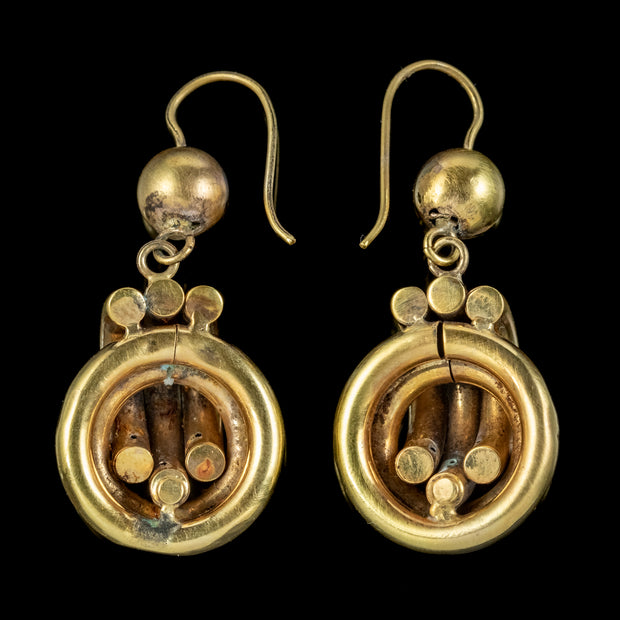 Antique Victorian Love Knot Drop Earrings 15ct Gold Circa 1880