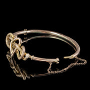Antique Victorian Love Knot Heart Bangle 9ct Gold