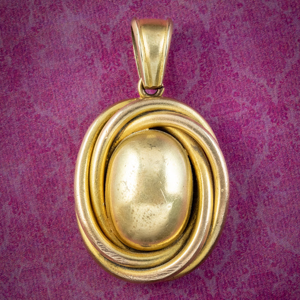 Antique Victorian Love Knot Mourning Locket Pinchbeck