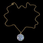 Antique Victorian Man In The Moon Pendant Necklace 18ct Gold Circa 1900