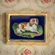 Antique Victorian Micro Mosaic Dog Brooch 15ct Gold Frame Circa 1860 