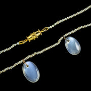 Antique Victorian Moonstone Pearl Garland Necklace Circa 1880