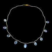 Antique Victorian Moonstone Pearl Garland Necklace Circa 1880