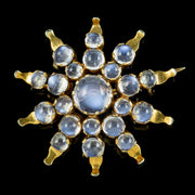 Antique Victorian Moonstone Star Brooch 15ct Gold Circa 1890