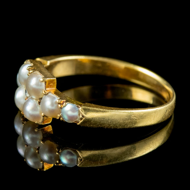 Antique Victorian Natural Pearl Diamond Ring Circa 1880