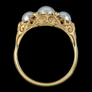 Antique Victorian Natural Pearl Diamond Ring Dated 1891