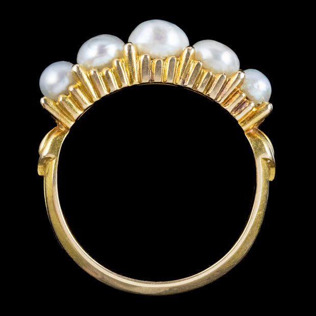 Antique Victorian Natural Pearl Five Stone Ring 