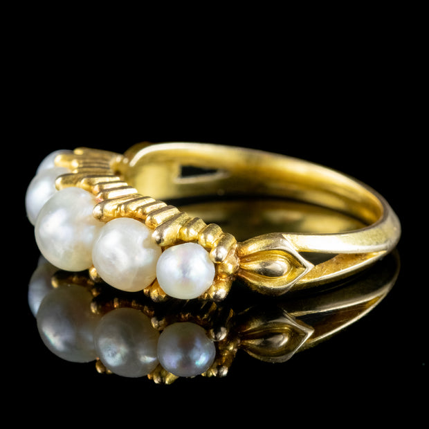 Antique Victorian Natural Pearl Five Stone Ring 