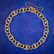 Antique Victorian Opal Curb Bracelet 15ct Gold Circa 1900